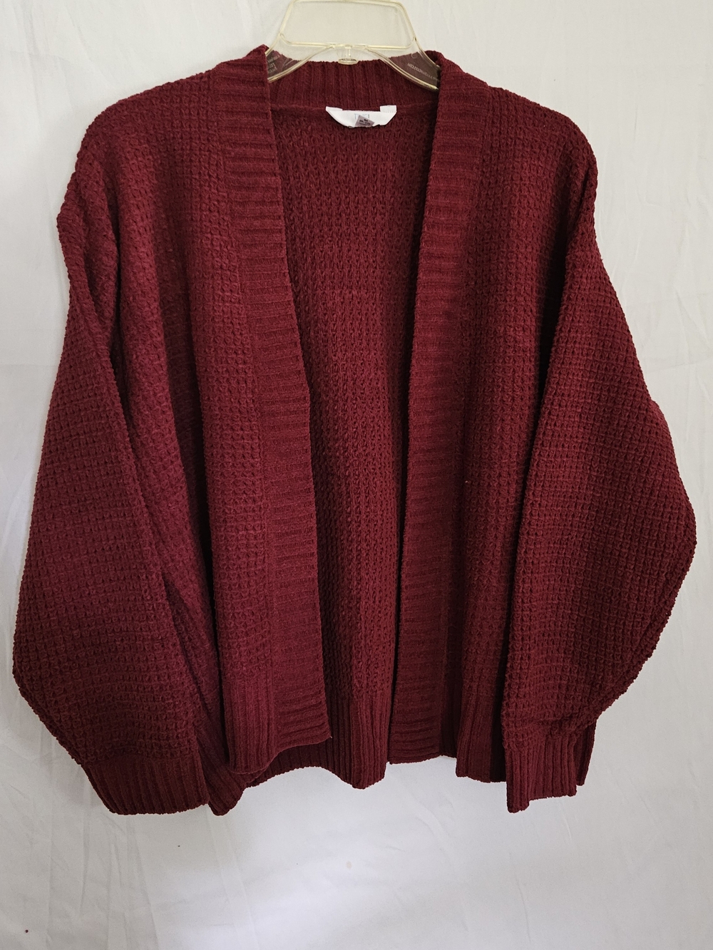 #10 Time and Tru Open-Front Cardigan Sweater in Wine